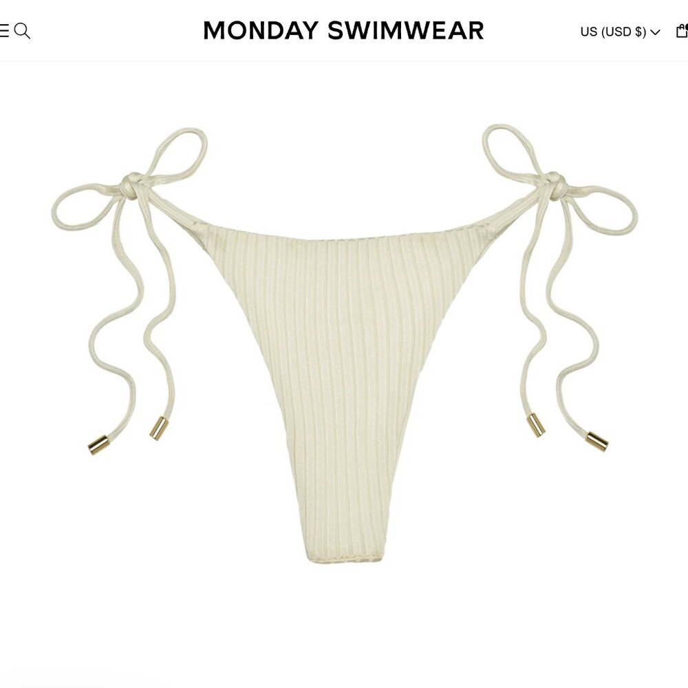NWT Monday Swimwear Palma Bottom — Petite (P) ✨ Ivory (Shiny Rib)